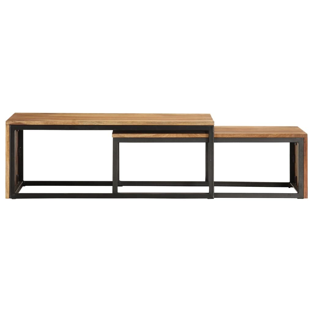 Brown Solid Sheesham Wood Nesting Coffee Table Set of 2 Z885688