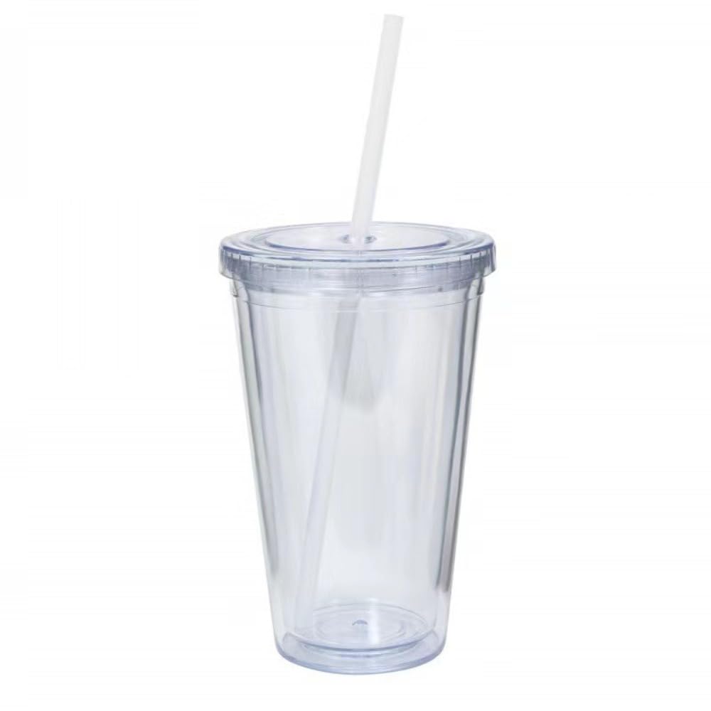 650ml Clear Tumbler with Lid and Straw C222