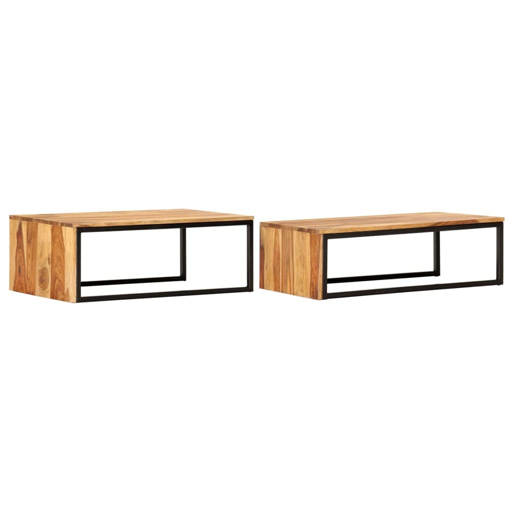 Brown Solid Sheesham Wood Nesting Coffee Table Set of 2 Z885688