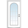 Steel Primed Left Hand In-Swing Prehung Front Door Full Lite Round Top Clear Glass 36" x 80" R650