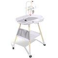 Adjustable Height Baby Changing Table with Changing Pad and Storage H348