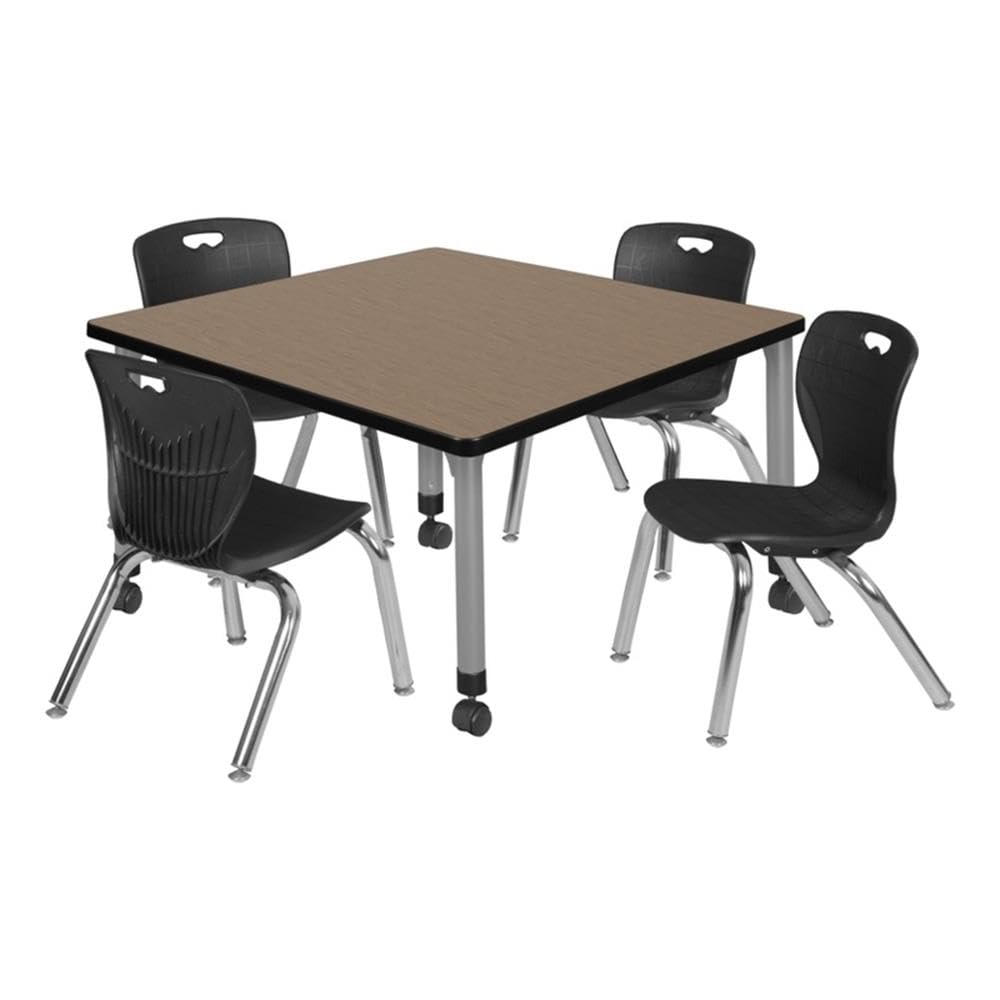 36" Square Mobile Table with 4 Stack Chairs F778
