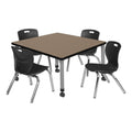 36" Square Mobile Table with 4 Stack Chairs F778