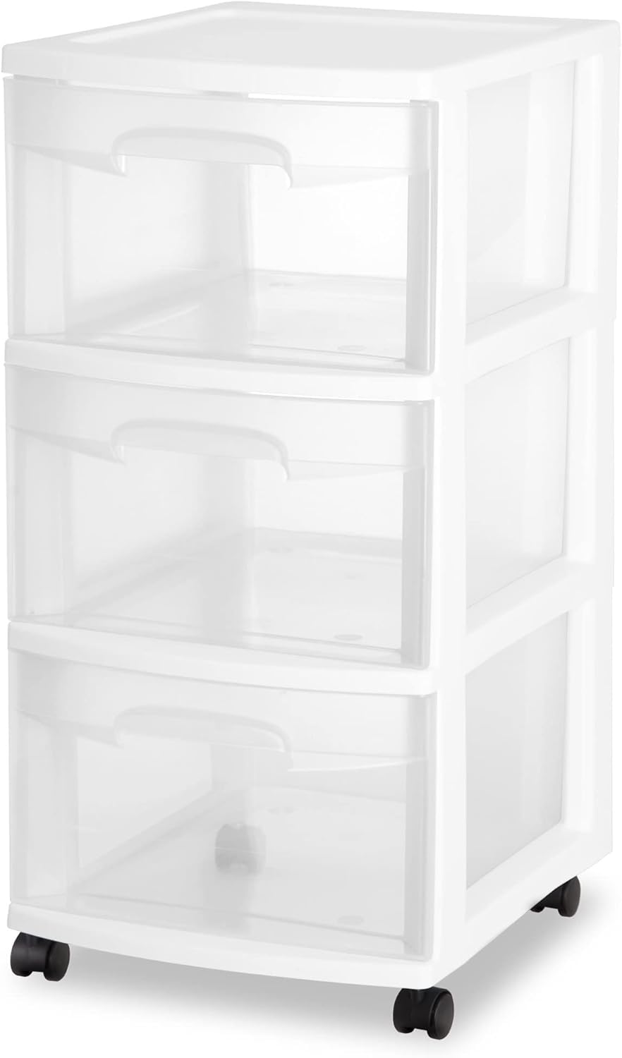 Plastic Storage Drawer Cart with 3 Drawers and Wheels, White H497099