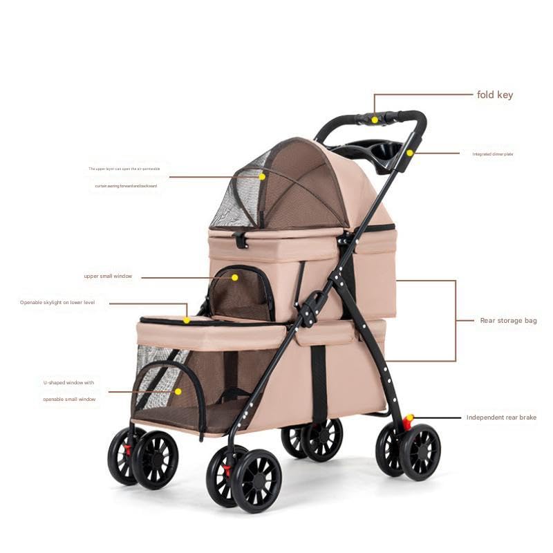 Double Pet Stroller with Cup Holder F1751