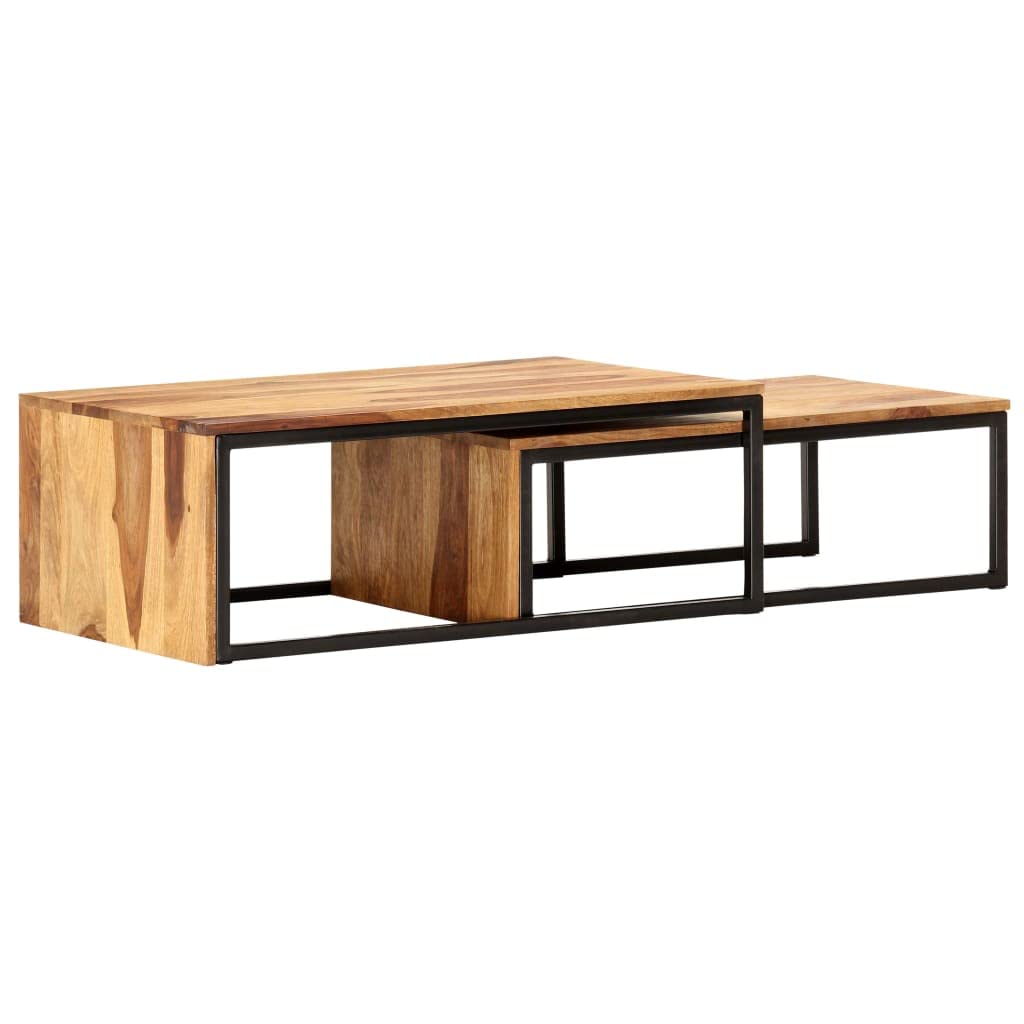 Brown Solid Sheesham Wood Nesting Coffee Table Set of 2 Z885688