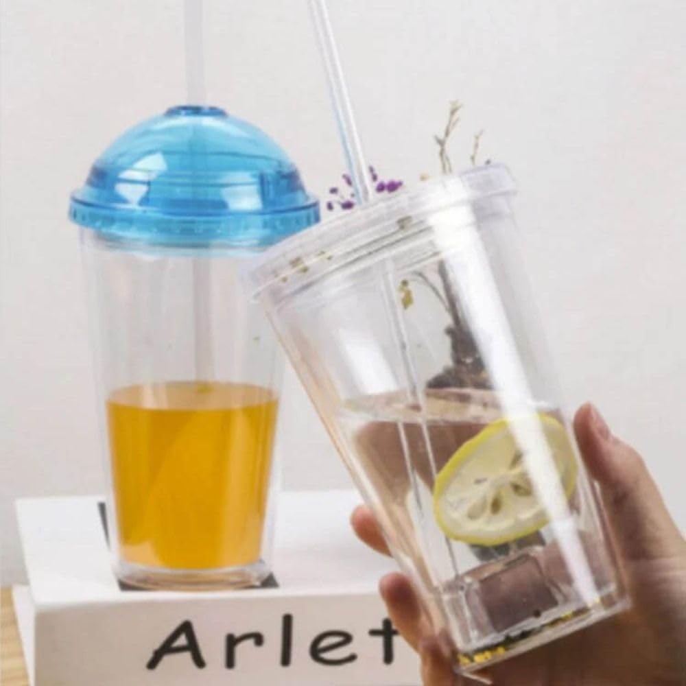 650ml Clear Tumbler with Lid and Straw C222