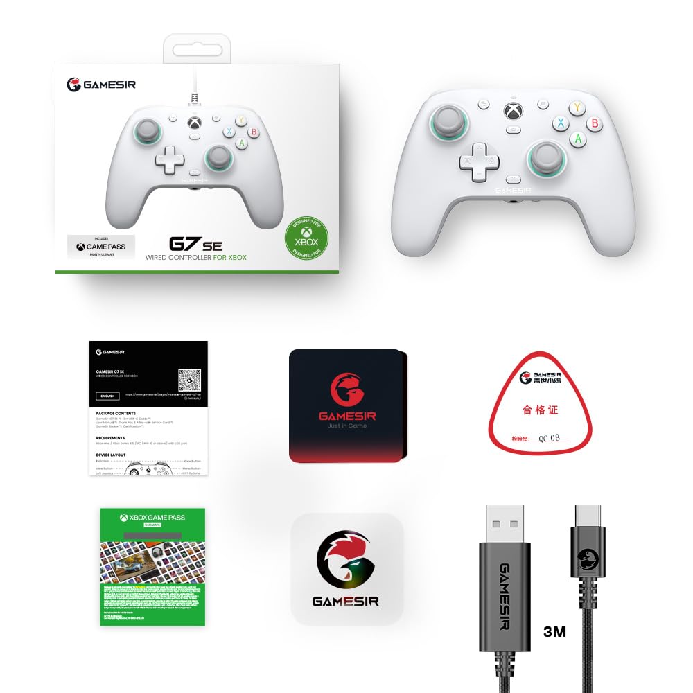 Wired Controller with Hall Effect Joysticks, 3.5mm Audio Jack (White) Z606