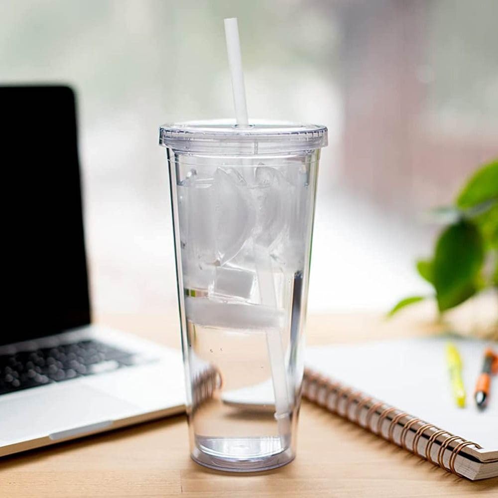 650ml Clear Tumbler with Lid and Straw C222