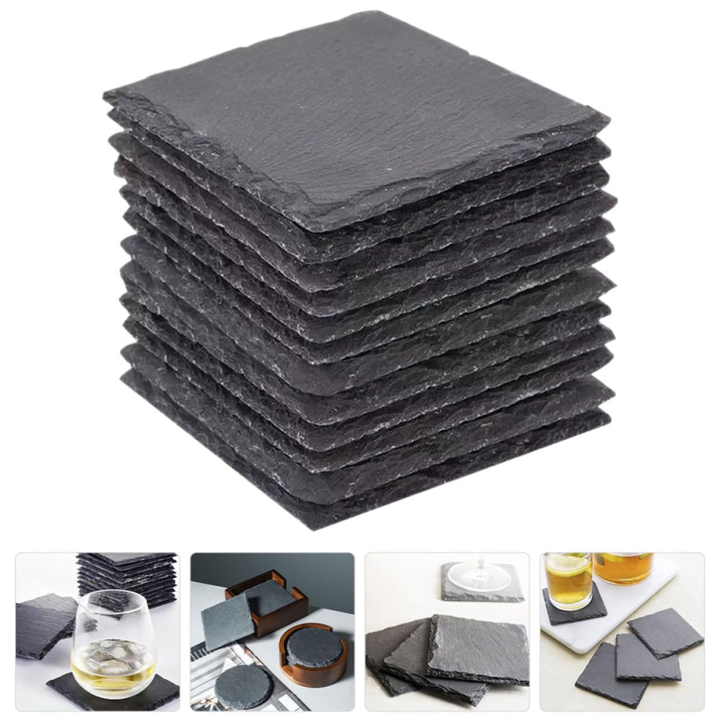 Natural Stone Coasters 12pcs with Non Slip Bottom Q147