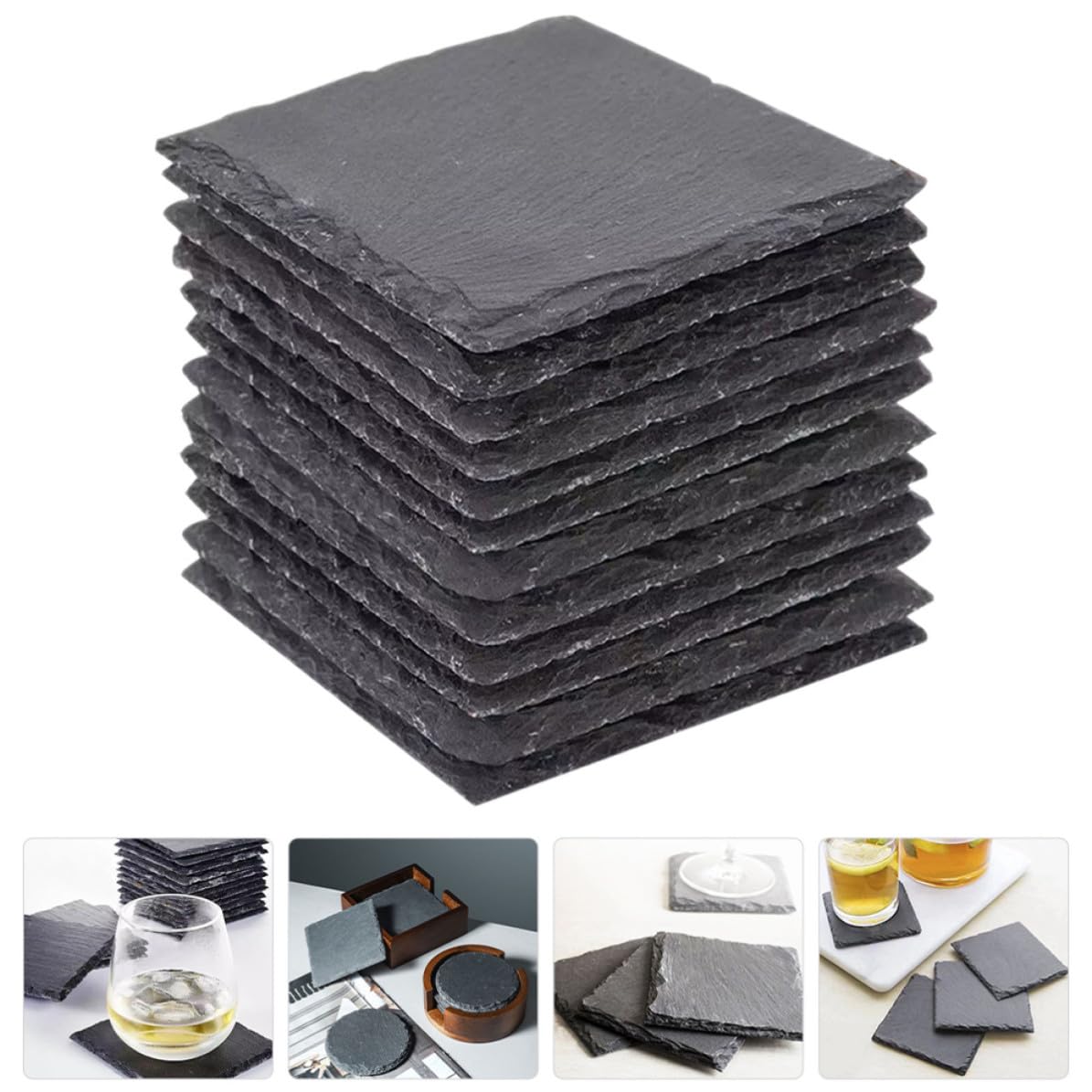 Natural Stone Coasters 12pcs with Non Slip Bottom Q147