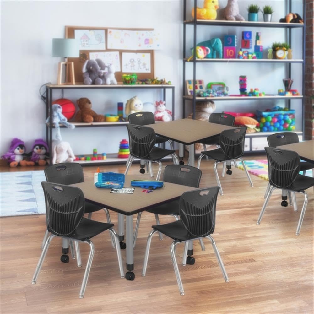 36" Square Mobile Table with 4 Stack Chairs F778