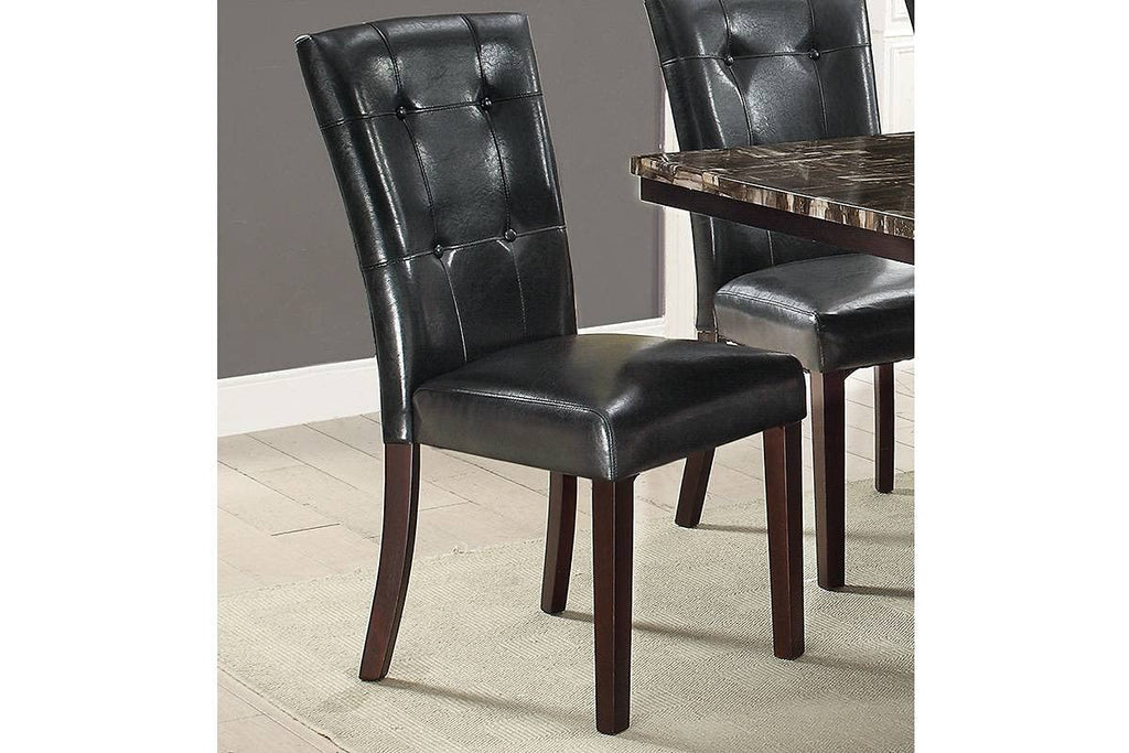 Black Faux Leather Tufting Parson Chairs Set of 2 D6654