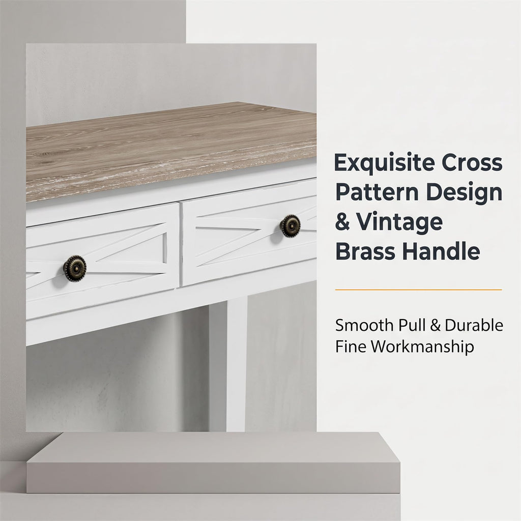 Narrow Console Table with 2 Drawers and Shelf P8711
