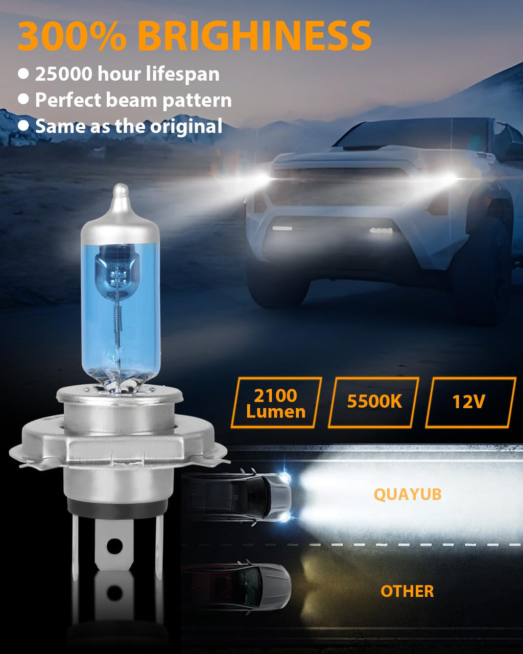 H4 Halogen Headlight Bulbs, Pack of 2 L66491