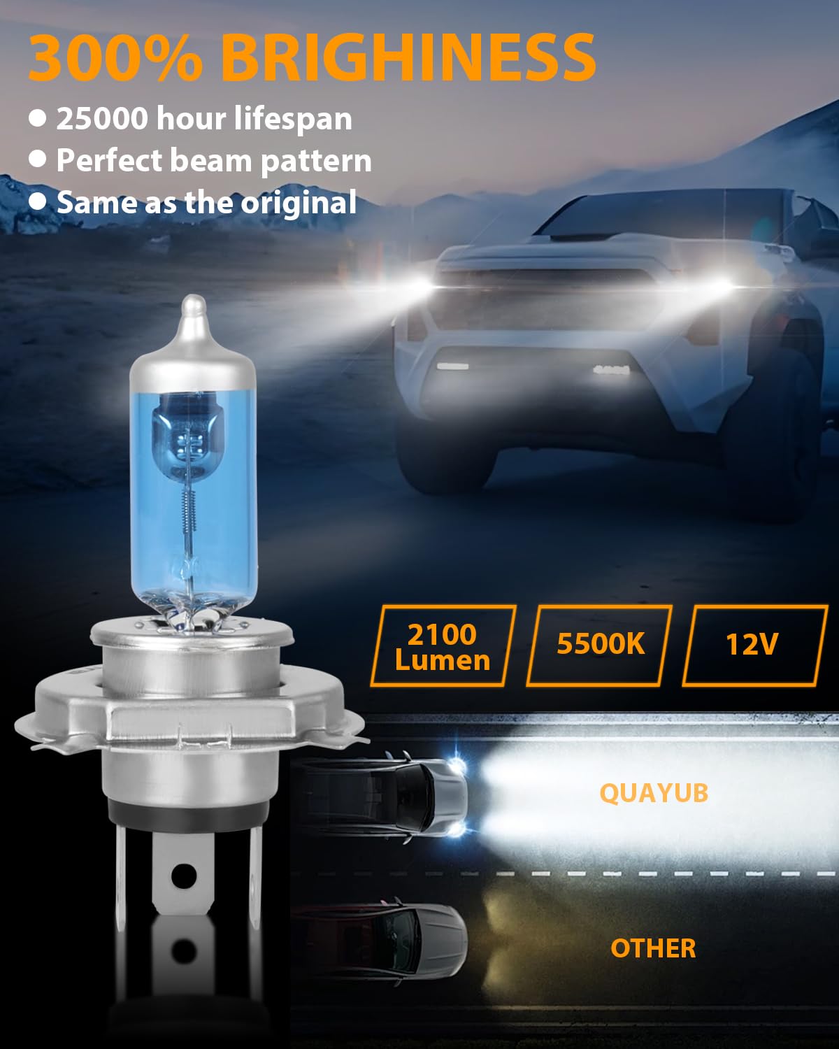 H4 Halogen Headlight Bulbs, Pack of 2 L66491