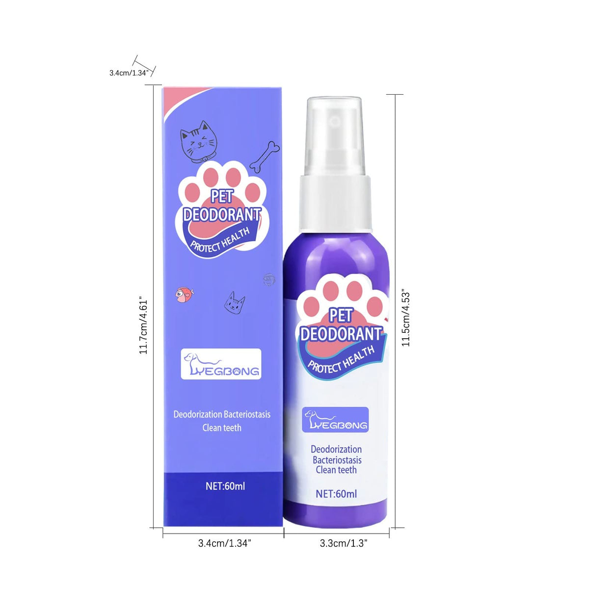 Pet Breath Freshen Spray 60ml Oral Hygiene Solution for Dogs & Cats F706131