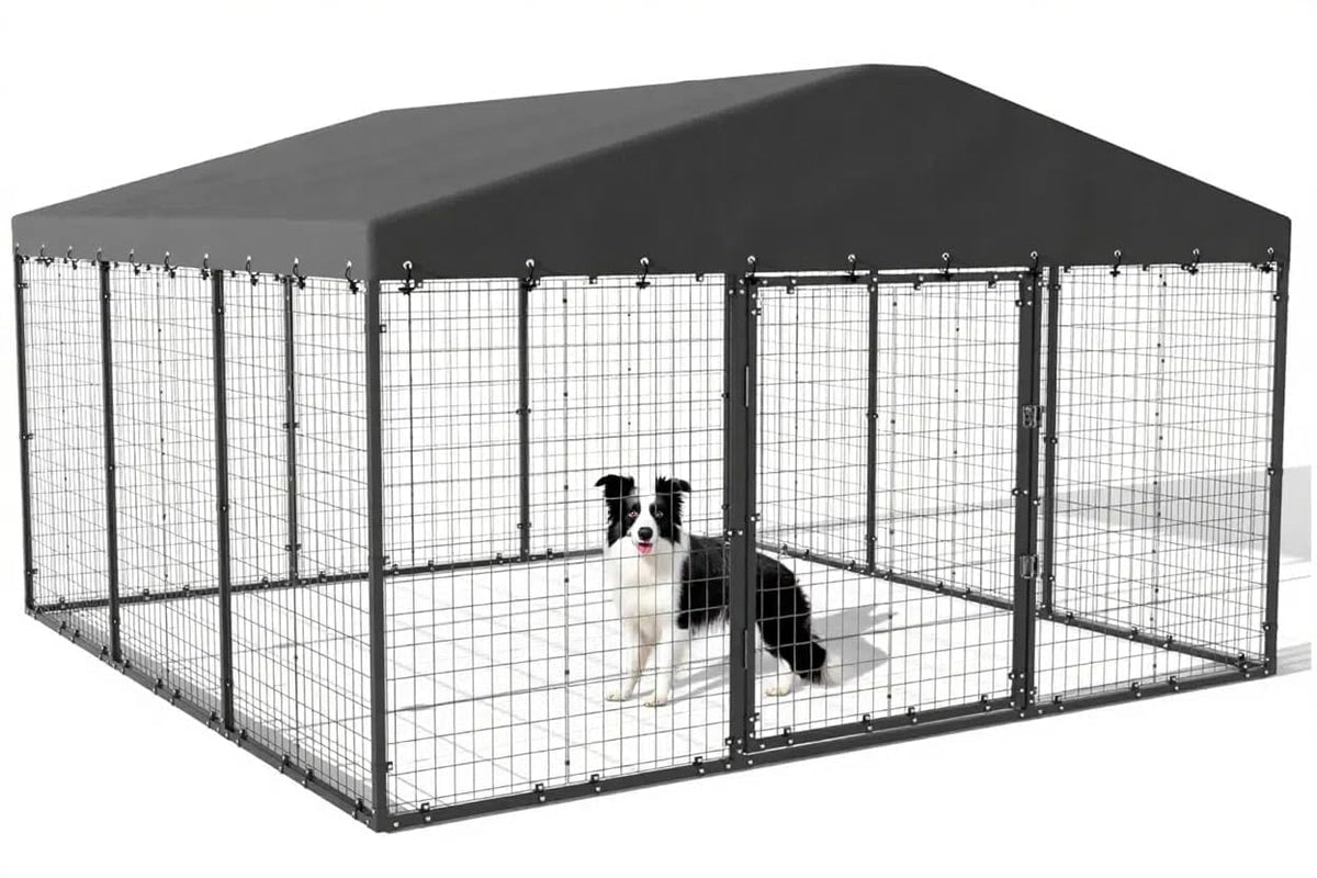 10x10x6 FT Galvanized Steel Dog Kennel with Roof D80249