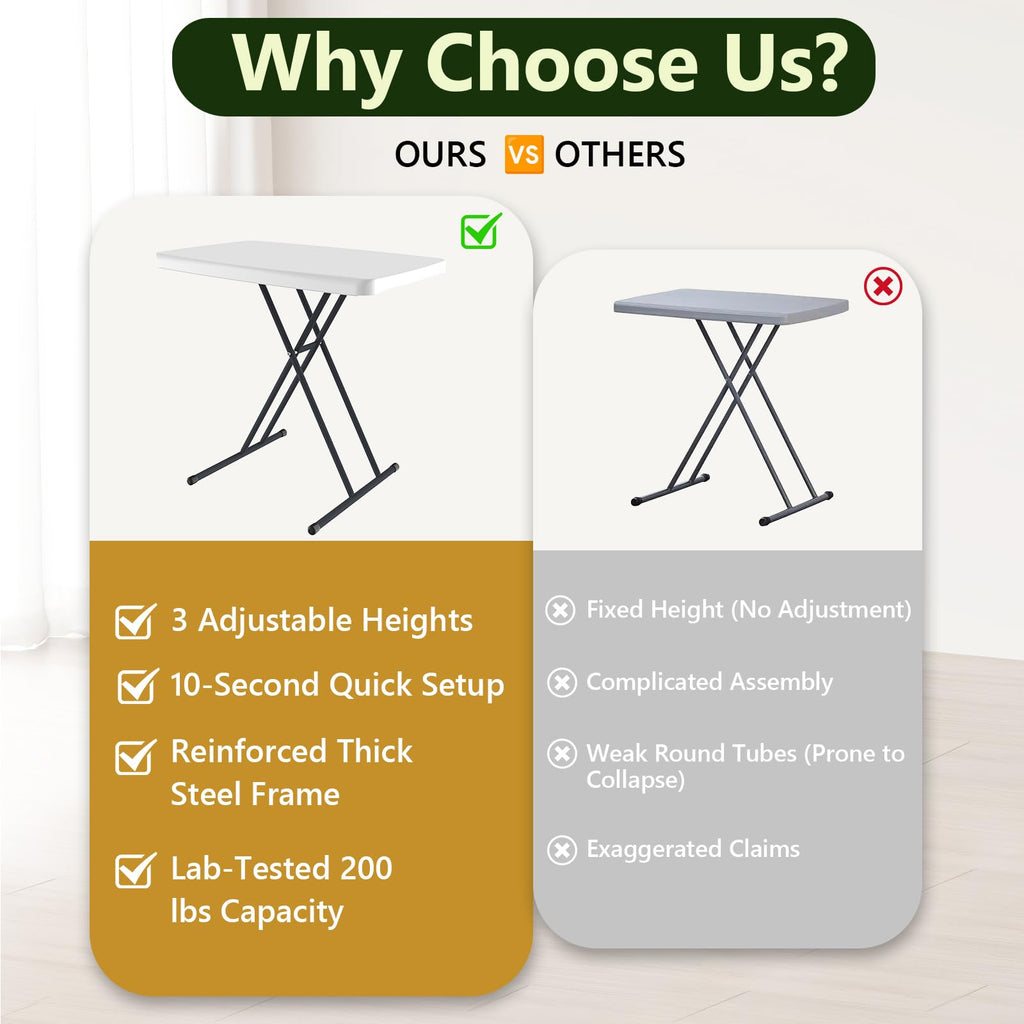 Folding Table 30 Inch Adjustable Height White Granite M92896