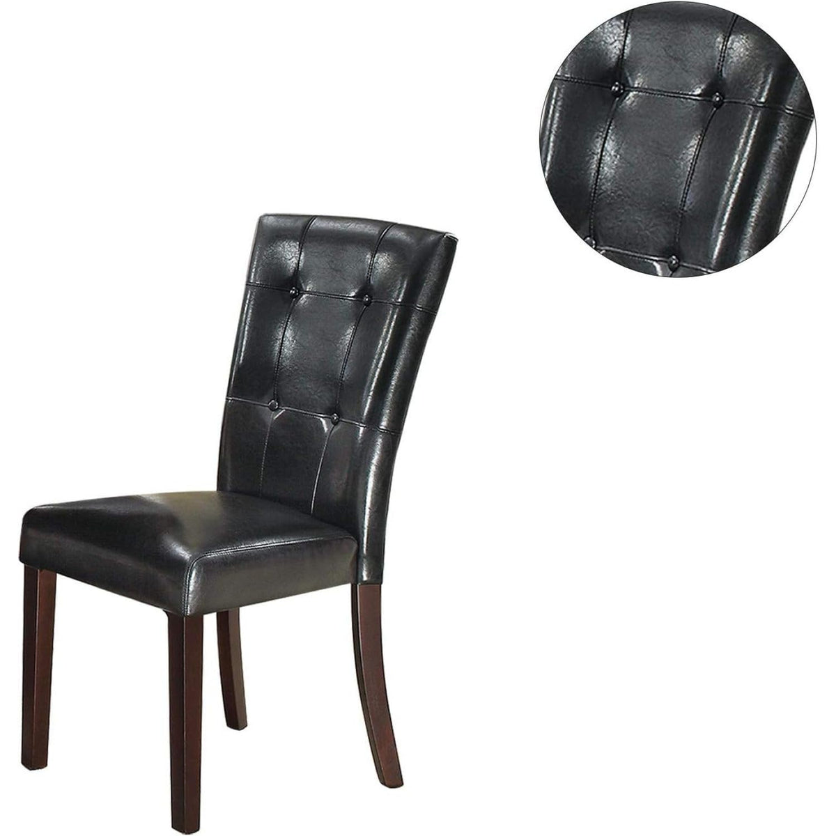 Black Faux Leather Dining Chairs Set of 2 Y324