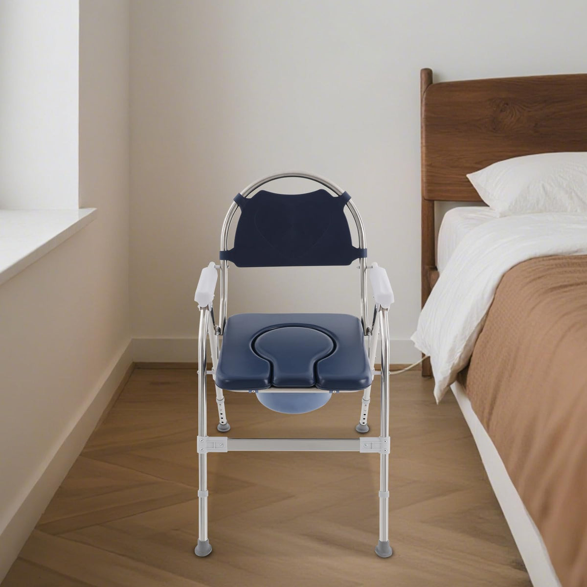 3 in 1 Commode Chair with Arms, Adjustable Height, Padded Seat, Toilet Bucket G403167