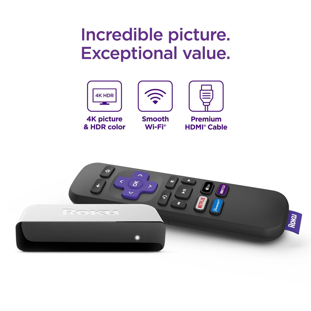 4K HDR Streaming Media Player with HDMI Cable and Remote B995