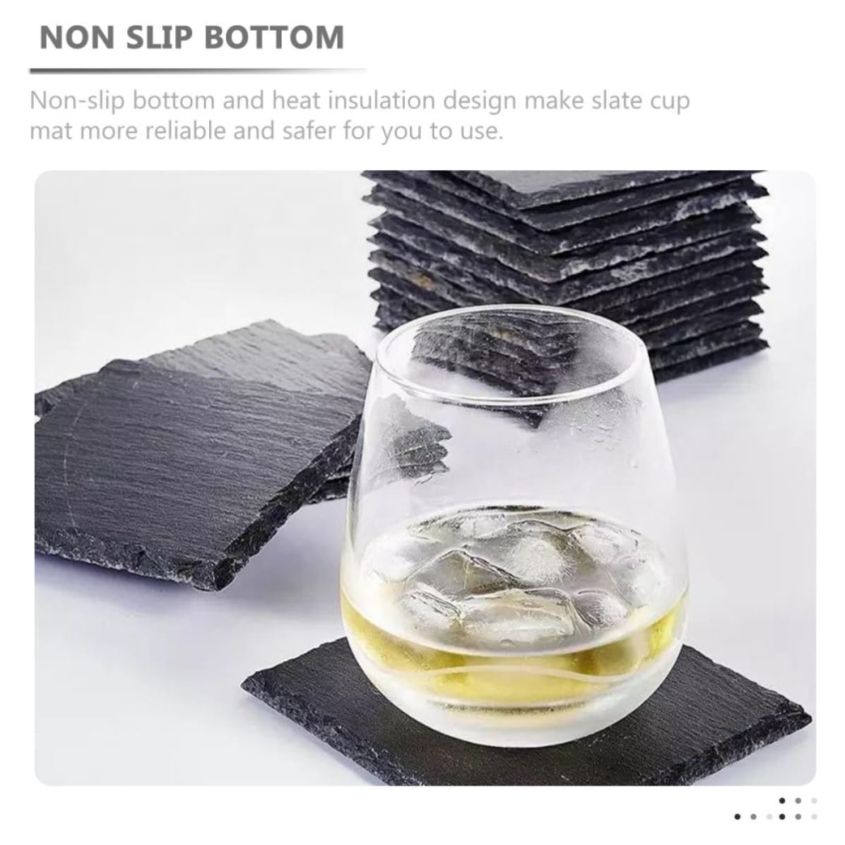 Natural Stone Coasters 12pcs with Non Slip Bottom Q147