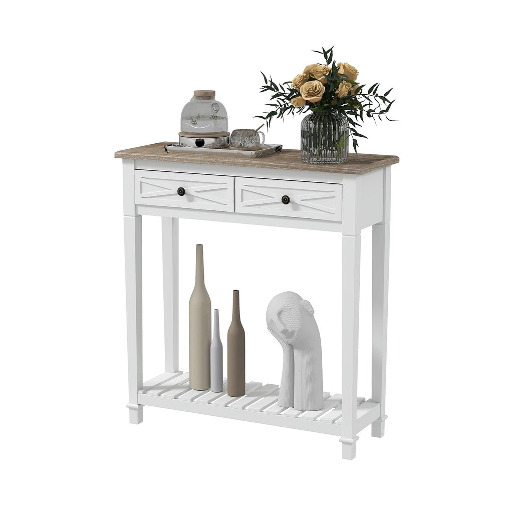 Narrow Console Table with 2 Drawers and Shelf P8711