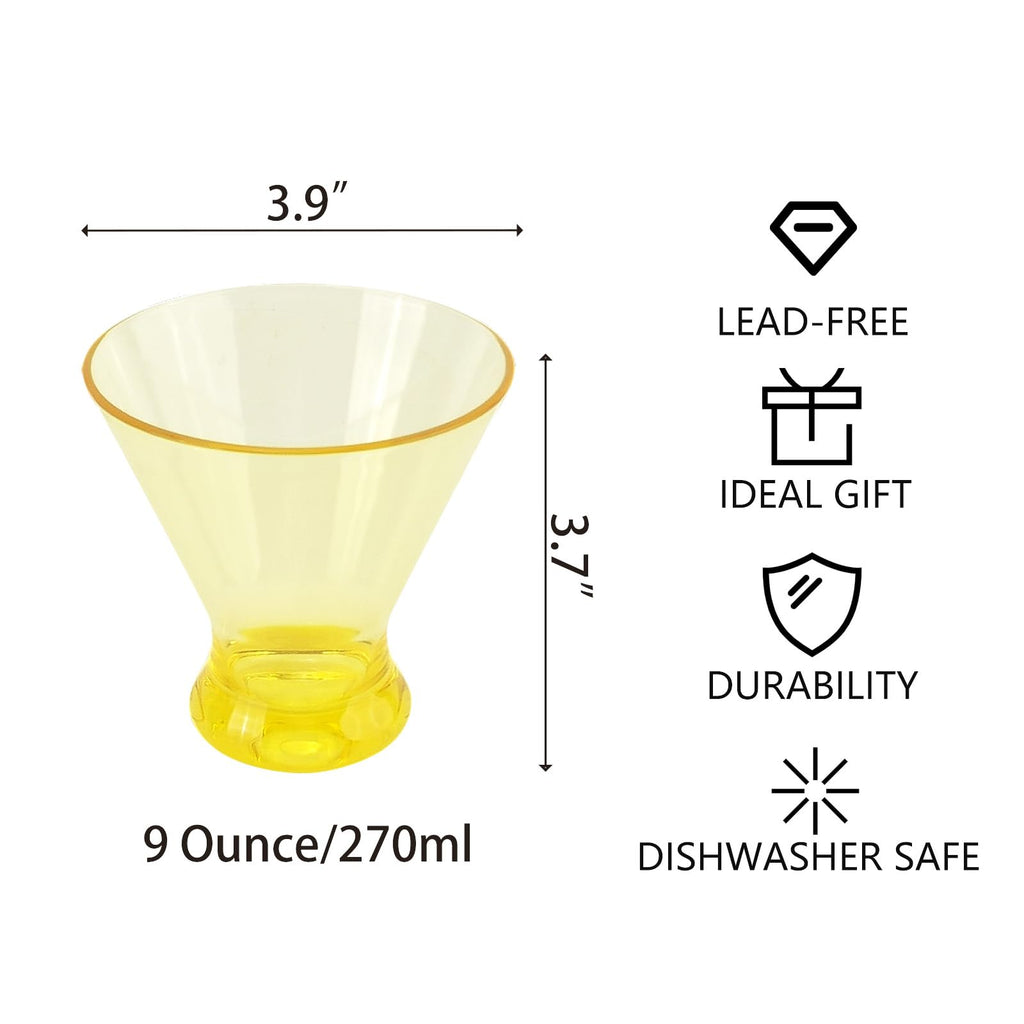 9 oz Stemless Acrylic Martini Glasses Set of 6 V2187