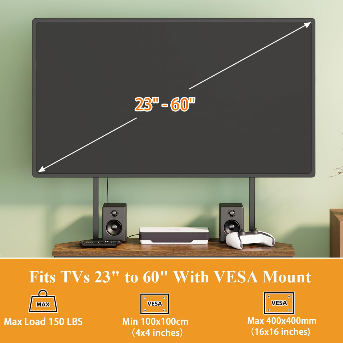 23" to 60" Corner TV Stand with Mount and Storage Shelves W292140