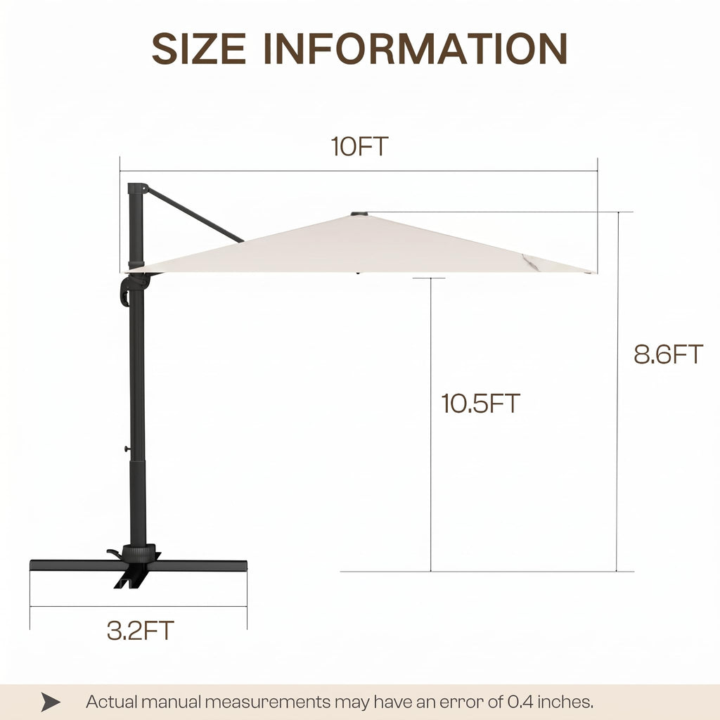 11ft Offset Cantilever Patio Umbrella with Solar Lights S2121