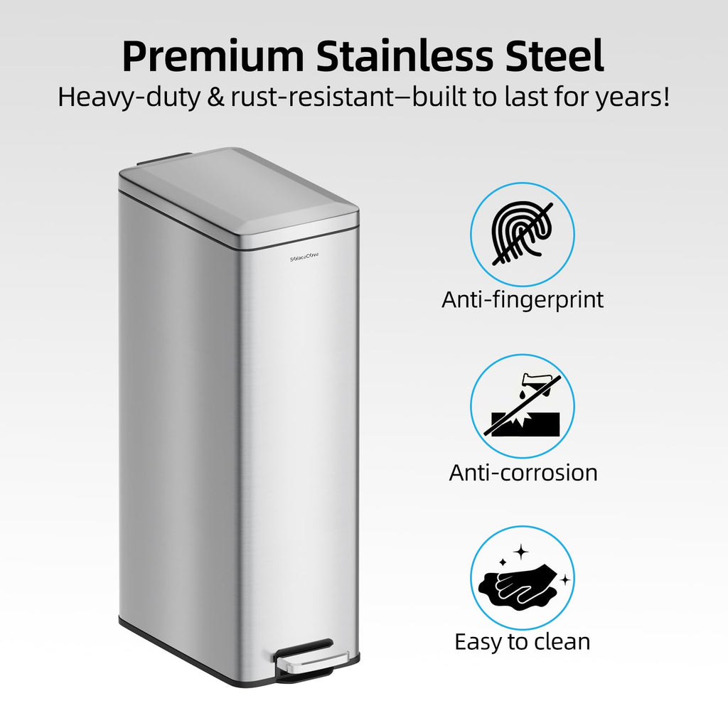 8 Gallon Stainless Steel Trash Can with Soft Close Lid X463715