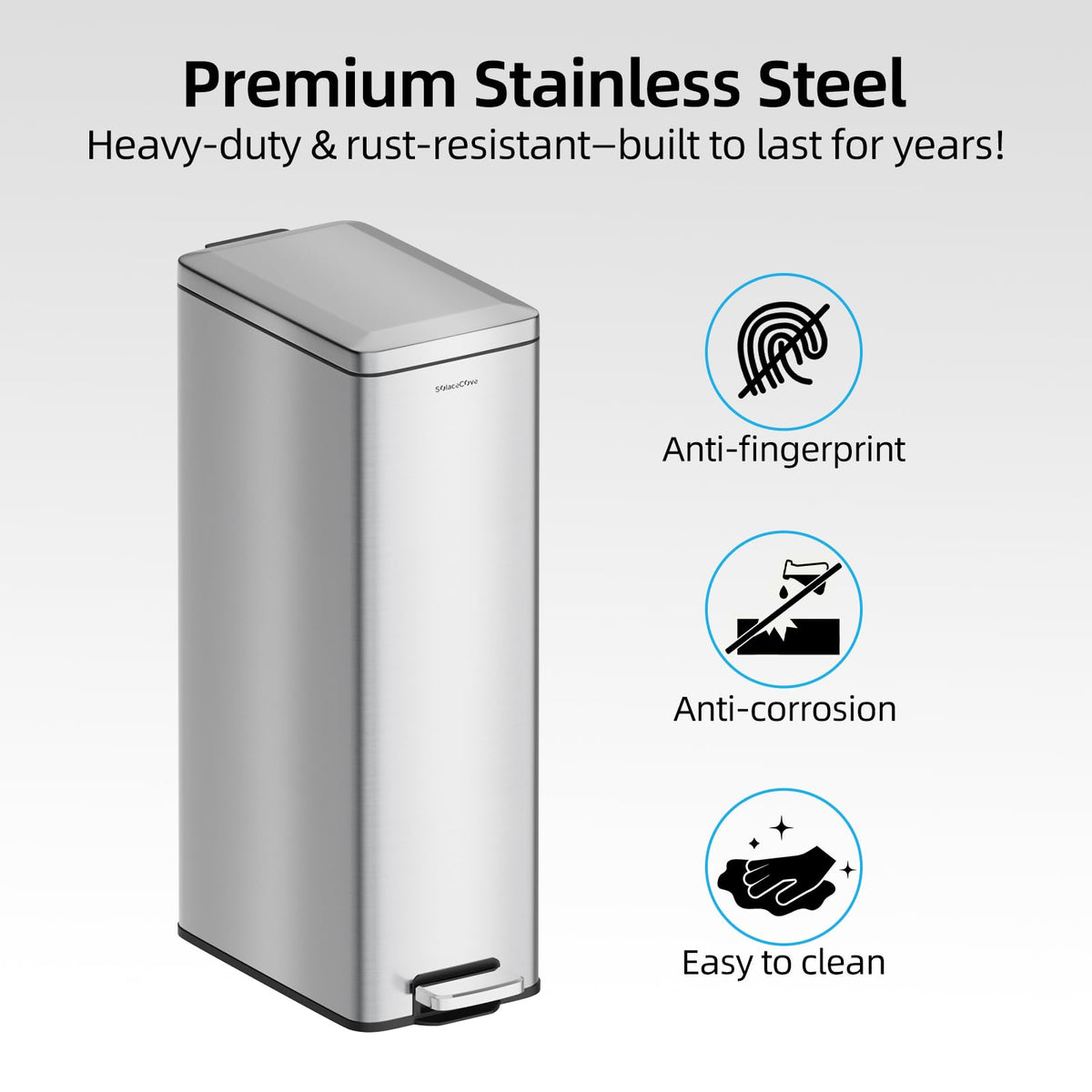 8 Gallon Stainless Steel Trash Can with Soft Close Lid X463715