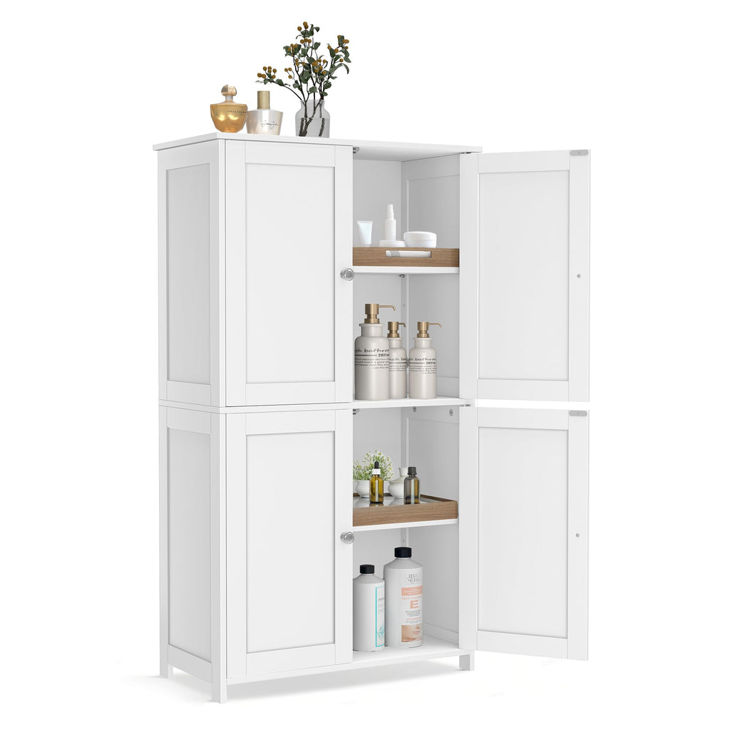 Floor Storage Cabinet with 2 Adjustable Shelves and 4 Doors P403343