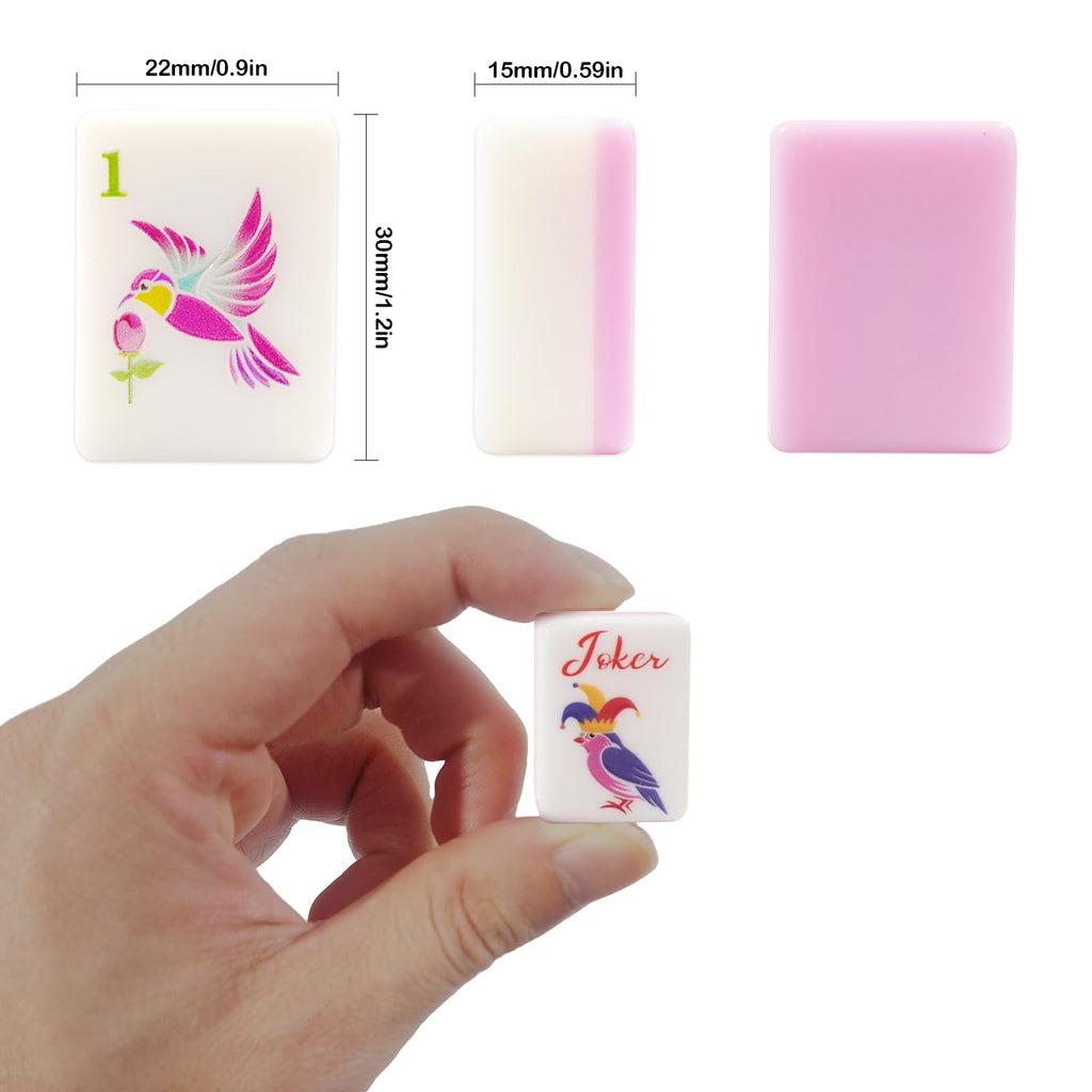 1.2” American Mahjong Set 168 Pink Floral Melamine Tiles Q4234