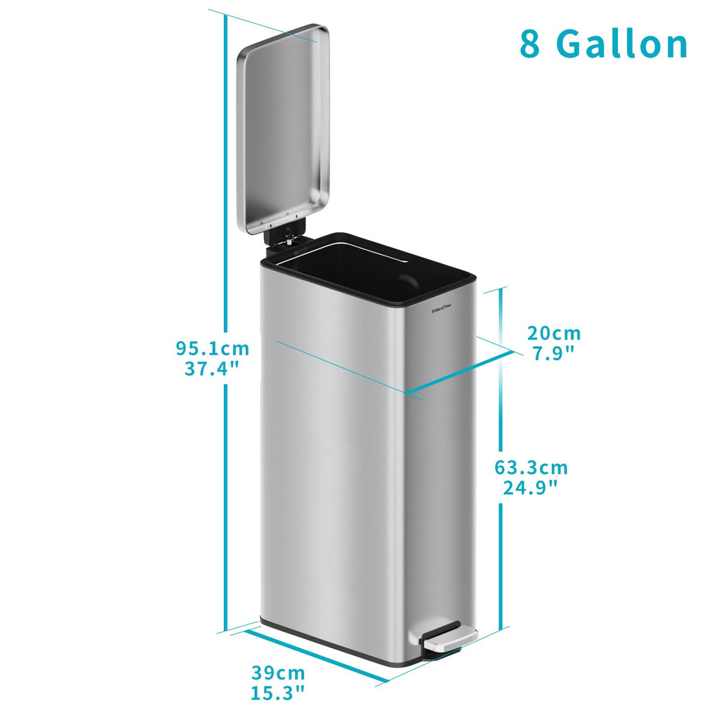 8 Gallon Stainless Steel Trash Can with Soft Close Lid X463715