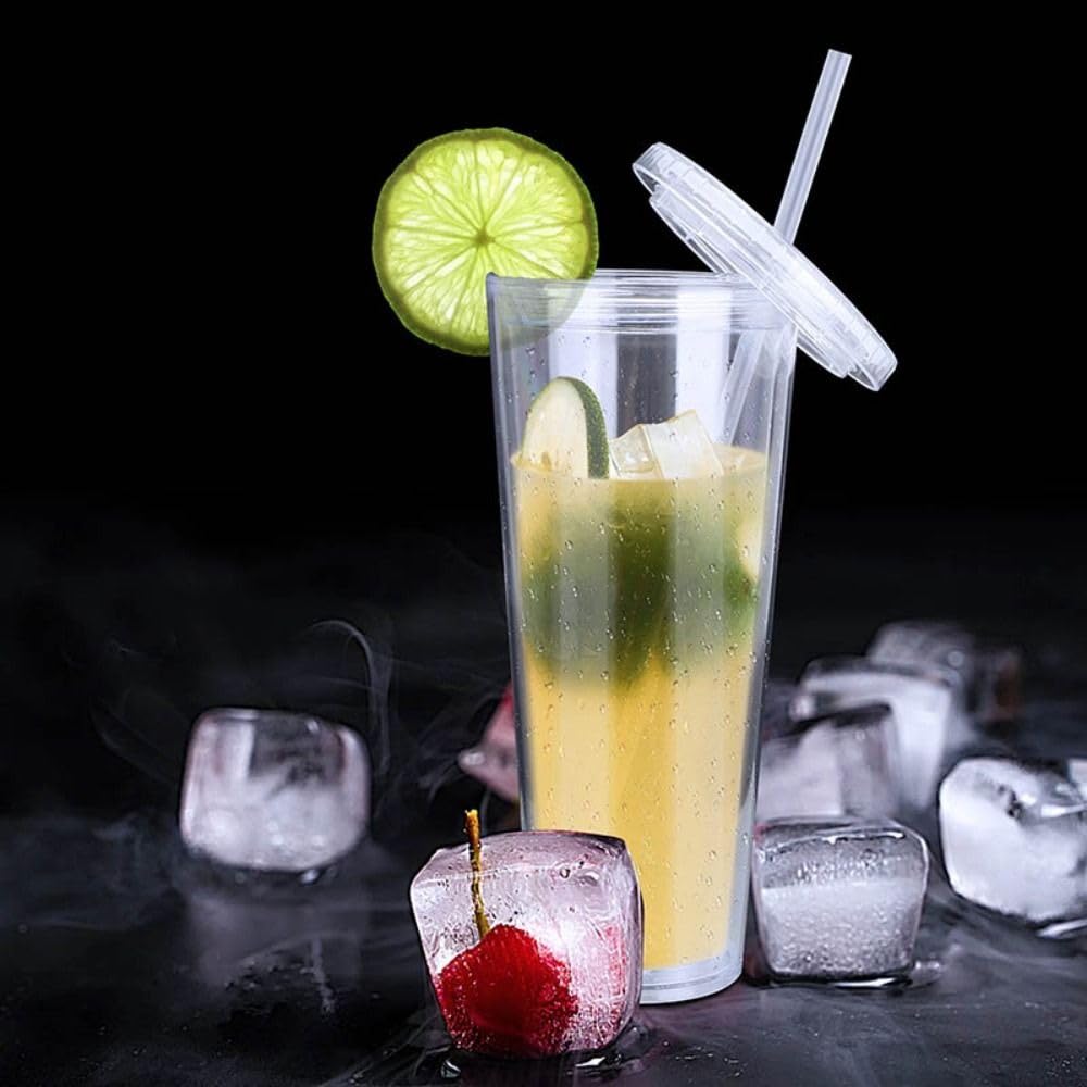 650ml Clear Tumbler with Lid and Straw C222