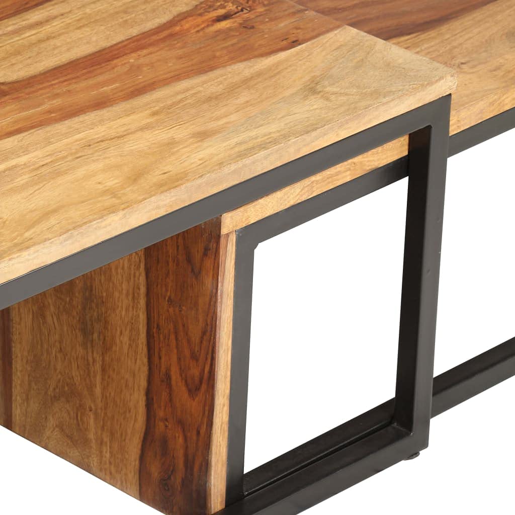 Brown Solid Sheesham Wood Nesting Coffee Table Set of 2 Z885688