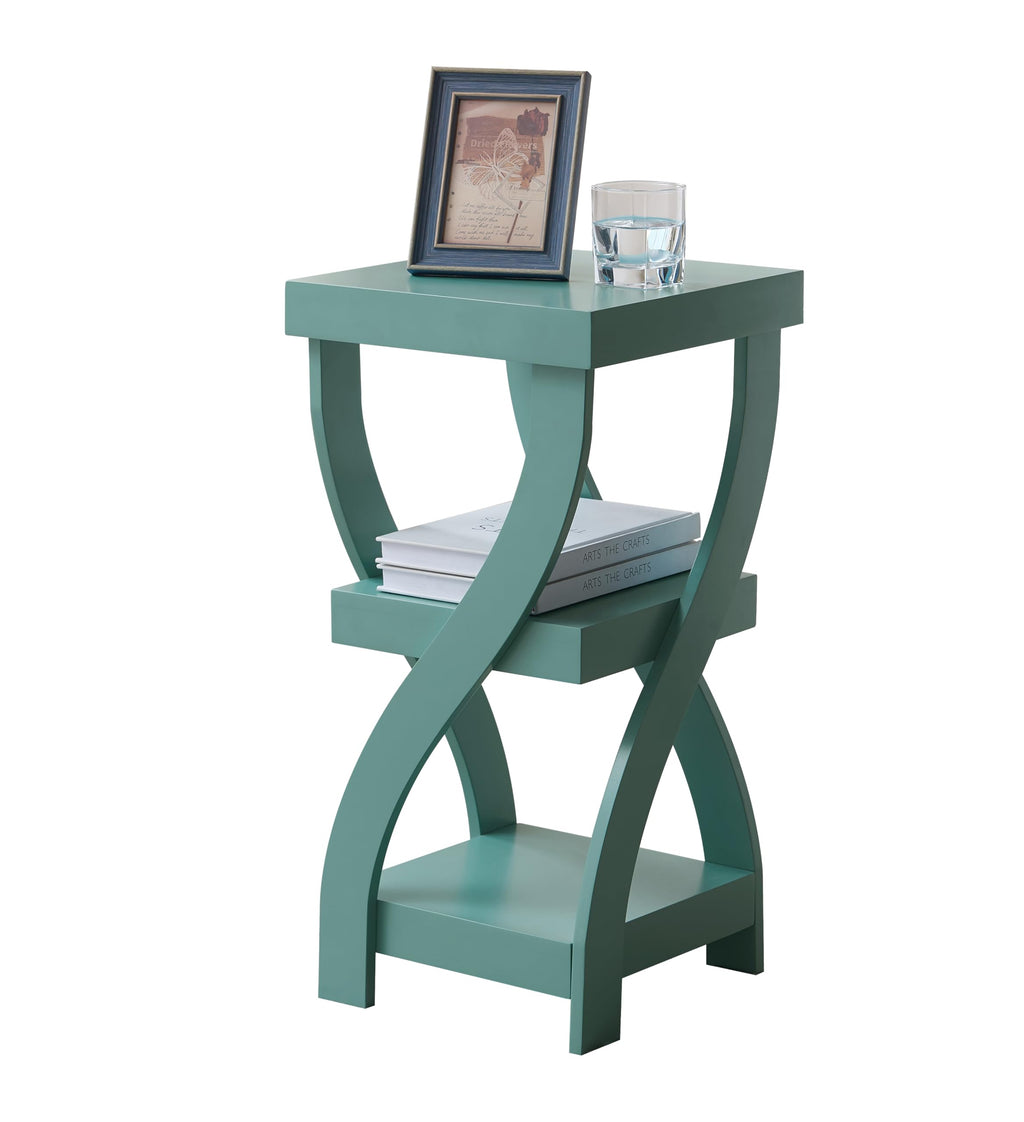 3-Tier Twisted Wood End Table with Open Storage Shelves Y1272