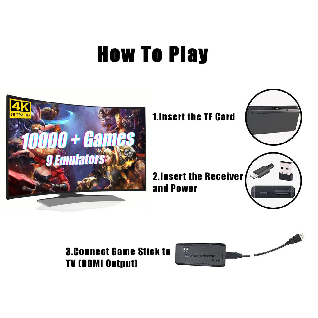 Wireless Retro Game Console with 10,000+ Built-in Games, 4K HDMI-Compatible, 64G, Black R741333