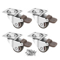 1 Inch TPE Rubber Swivel Caster Wheels Set of 4 with Brakes G11924