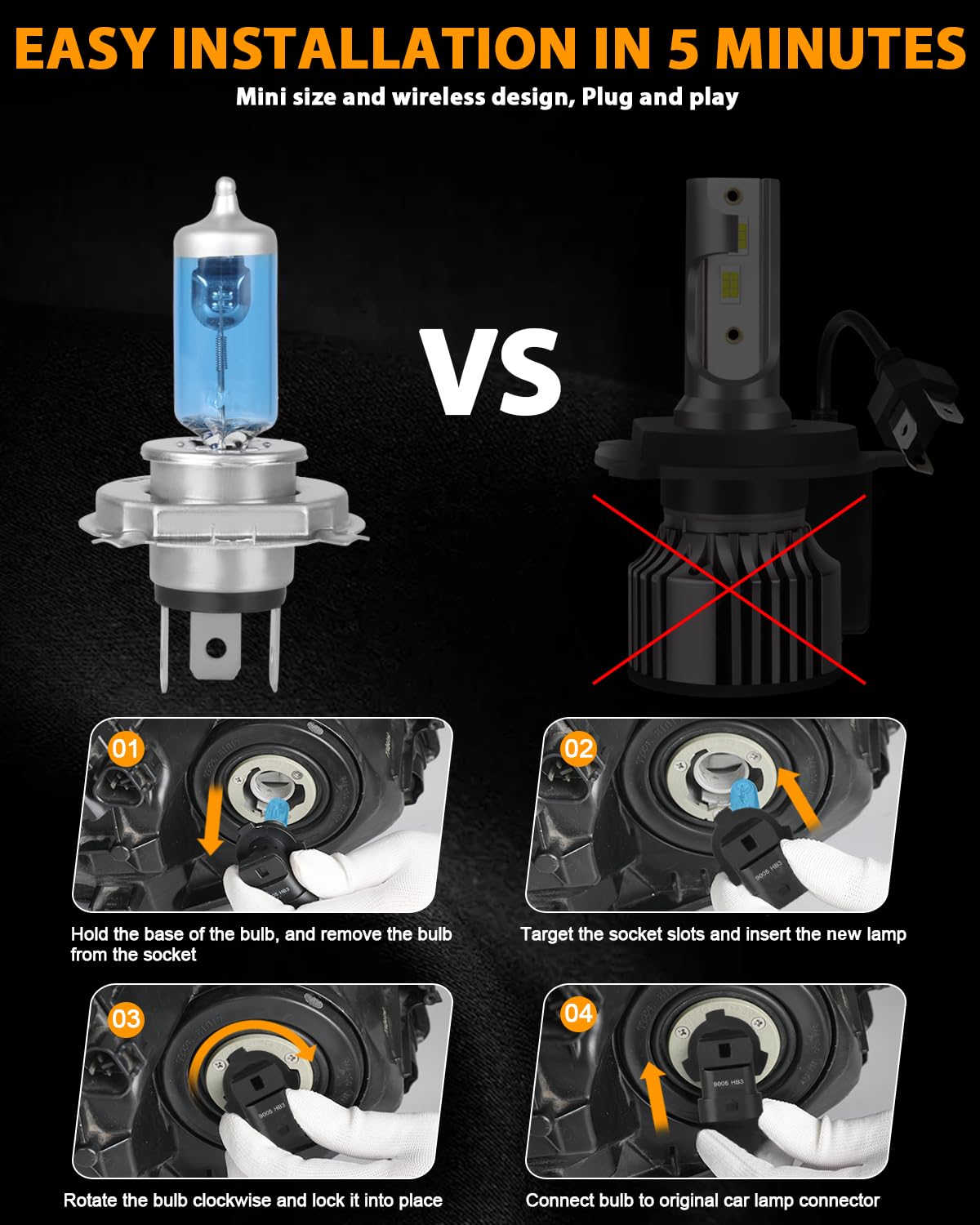 H4 Halogen Headlight Bulbs, Pack of 2 L66491