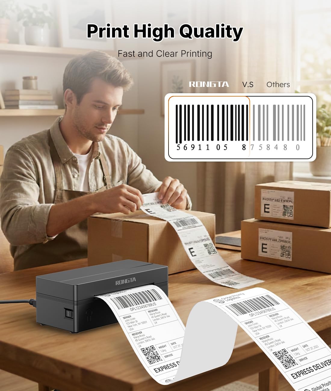 Bluetooth Thermal Shipping Label Printer 4x6 B301954