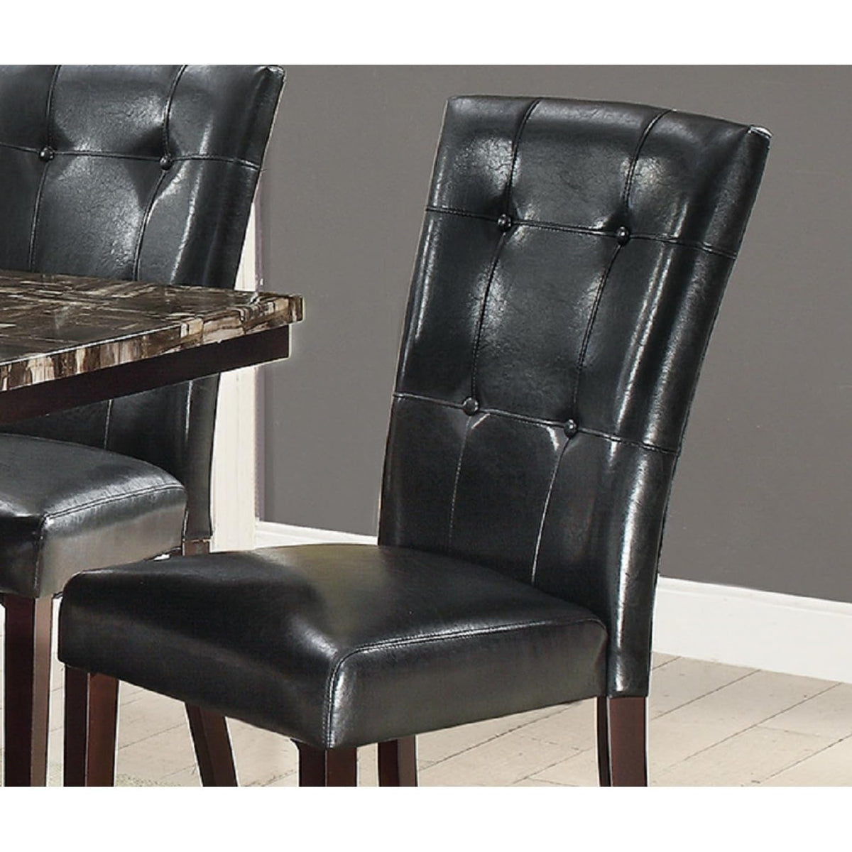 Black Faux Leather Dining Chairs Set of 2 Y324