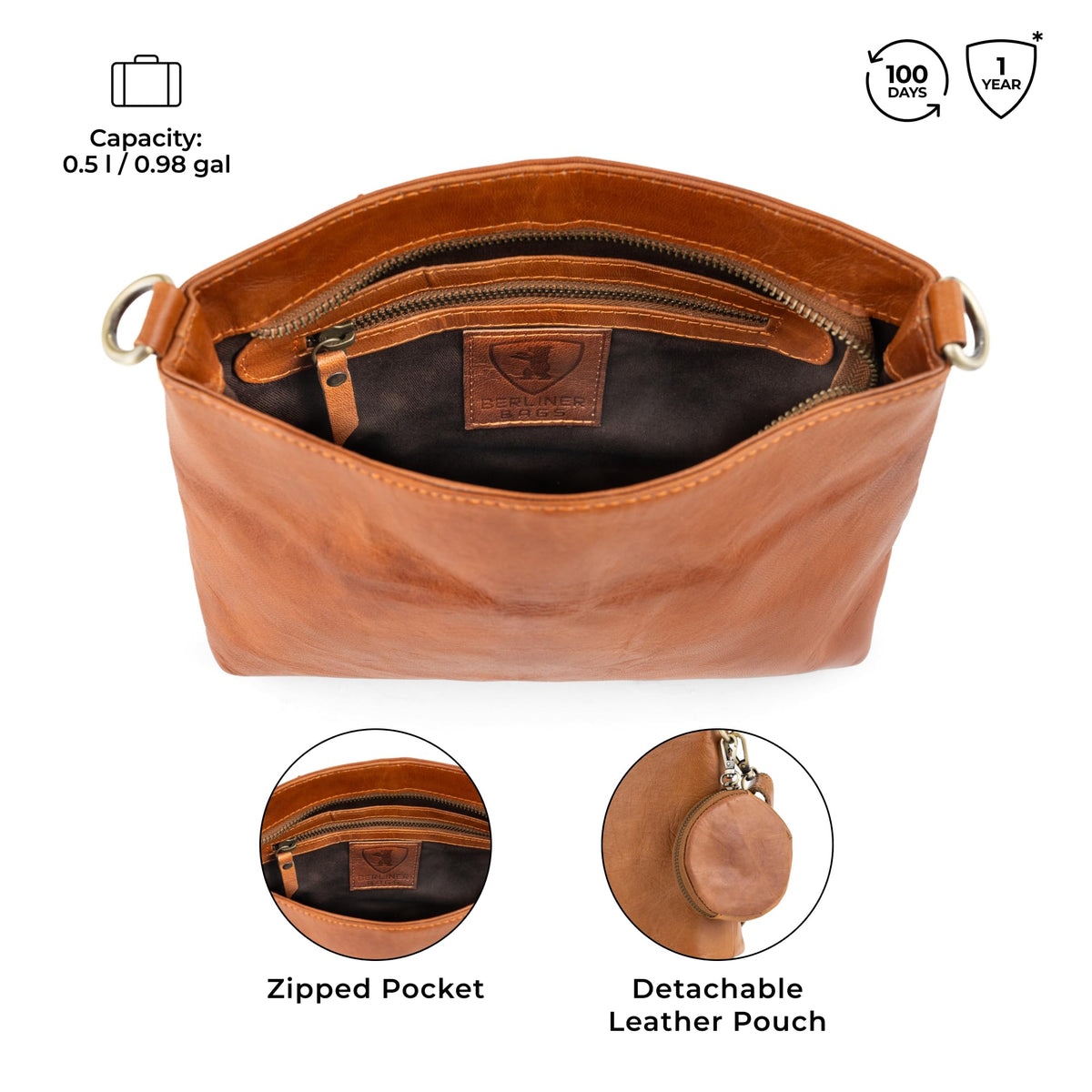 Full Grain Leather Crossbody Purses R8001