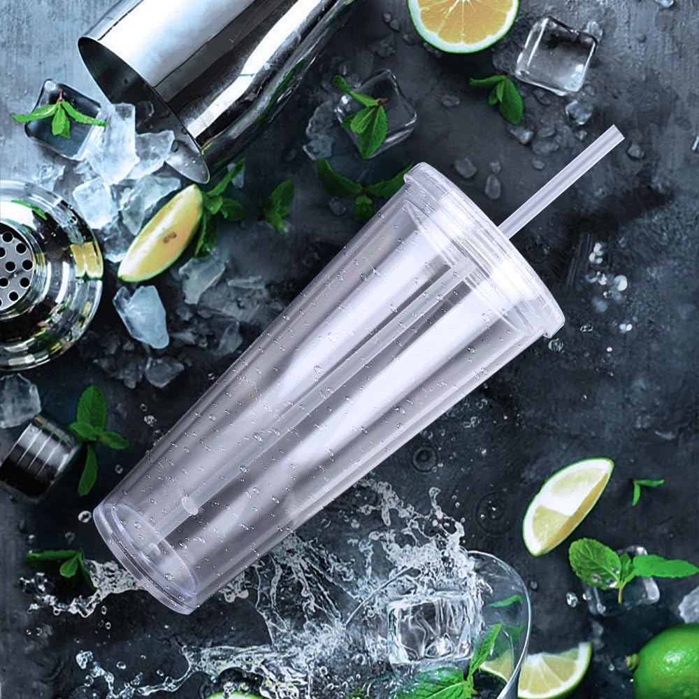 650ml Clear Tumbler with Lid and Straw C222