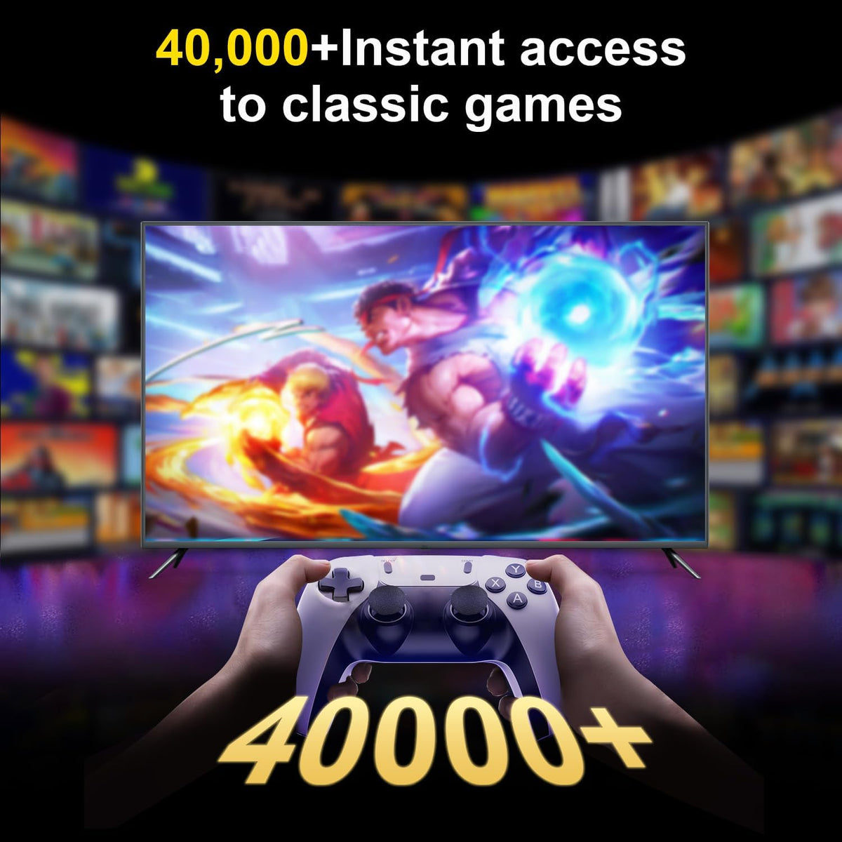 4K HDMI Retro Gaming Console with 64GB TF Card and 2.4G Wireless Controllers Q312