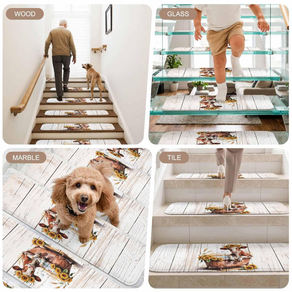 4 Pack Non Slip Carpet Stair Treads 8"x30" Y41130