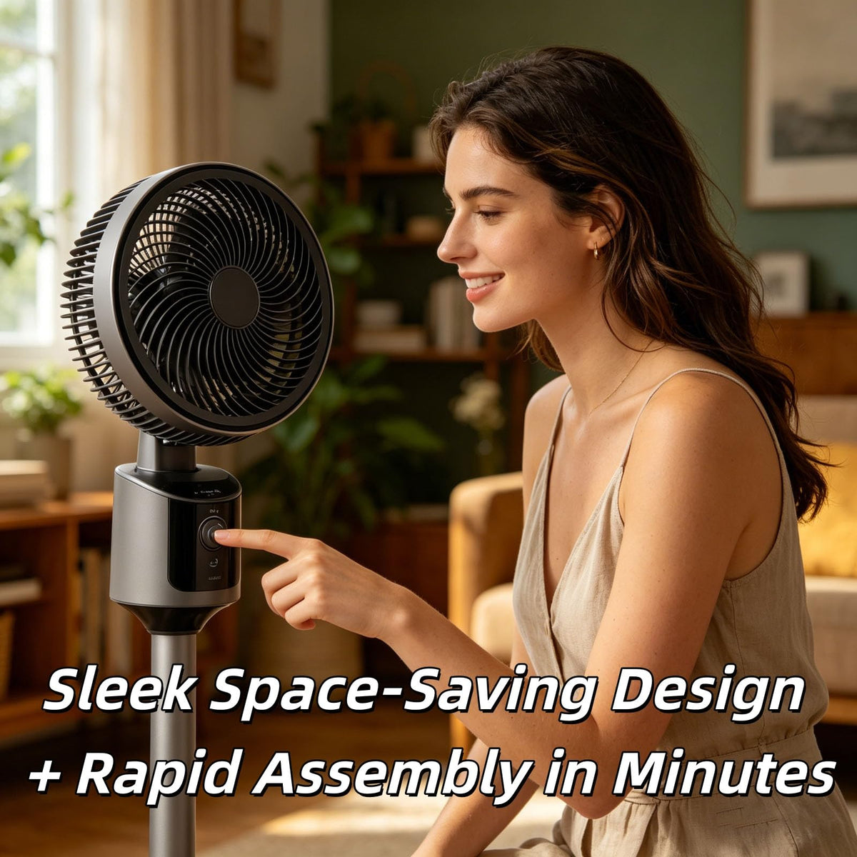 Standing Fan with Remote, 90° Oscillating, 3 Speeds, Adjustable Height, Gray C340139