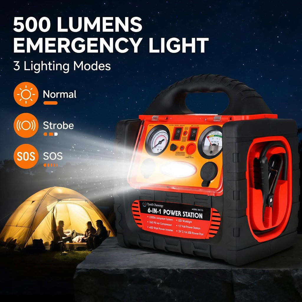 2200 Amp Car Jump Starter with Air Compressor J342